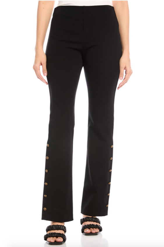 Button Up Hem Pants Black